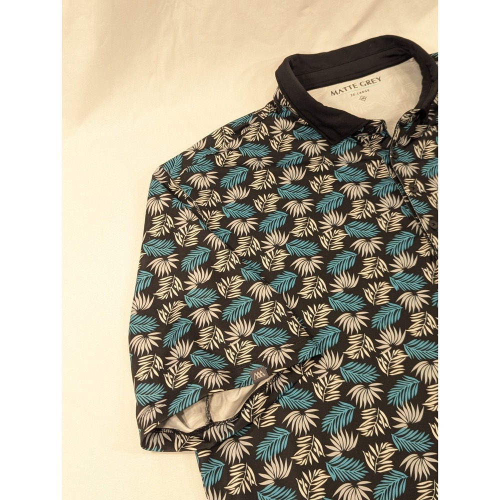 Matte Grey Floral Golf‎ Polo Size XXL Excellent Condition Raptor Bay Golf